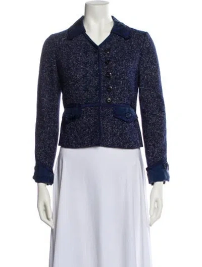 Pre-owned Marc By Marc Jacobs Virgin Wool Tweed Pattern Evening Jacket In Blue