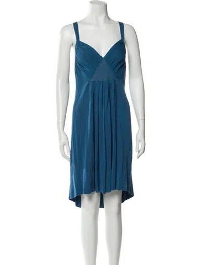 Pre-owned Marc By Marc Jacobs V-neck Knee-length Dress In Blue