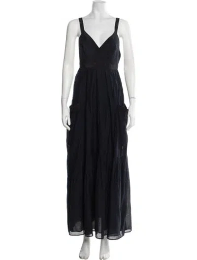 Pre-owned Marc By Marc Jacobs V-neck Long Dress In Blue
