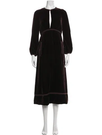 Pre-owned Marc By Marc Jacobs V-neck Long Dress In Burgundy