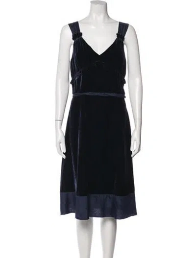 Pre-owned Marc By Marc Jacobs V-neck Midi Length Dress In Blue