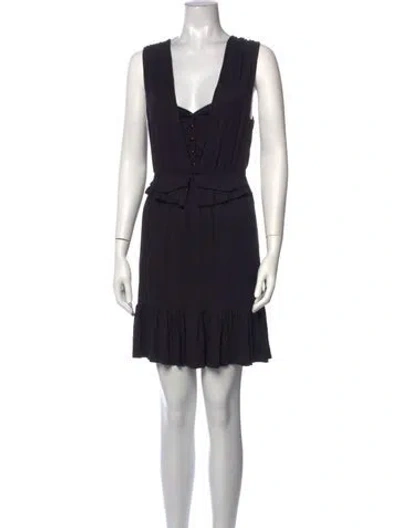 Pre-owned Marc By Marc Jacobs V-neck Mini Dress In Black