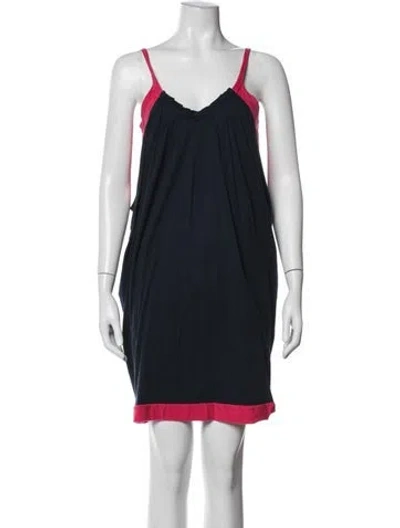 Pre-owned Marc By Marc Jacobs V-neck Mini Dress In Blue
