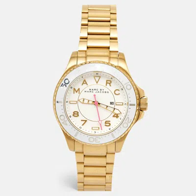 Pre-owned Marc By Marc Jacobs White Gold Plated Stainless Steel Dizz Sport Mbm3408 Women's Wristwatch 38 Mm In Yellow