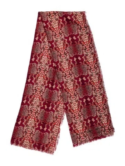Pre-owned Marc By Marc Jacobs Wool Animal Print Scarf In Burgundy