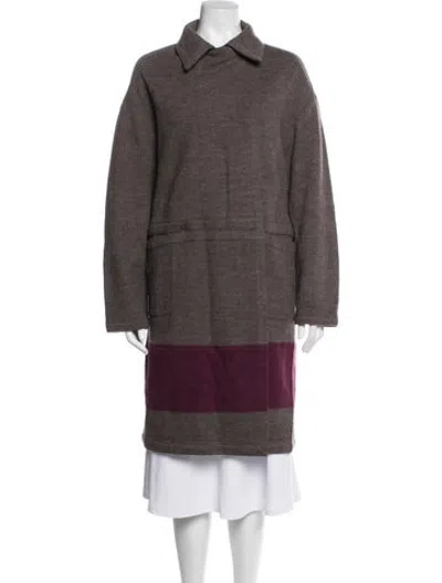 Pre-owned Marc By Marc Jacobs Wool Colorblock Pattern Coat In Brown