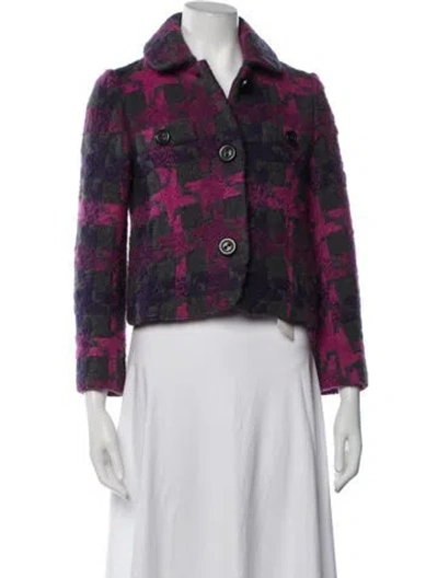 Pre-owned Marc By Marc Jacobs Wool Houndstooth Print Jacket In Purple