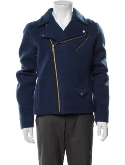 Pre-owned Marc By Marc Jacobs Wool Moto Jacket In Blue