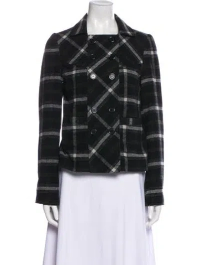 Pre-owned Marc By Marc Jacobs Wool Plaid Print Blazer In Black