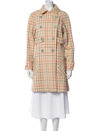 Pre-owned Marc By Marc Jacobs Wool Plaid Print Coat In Neutral