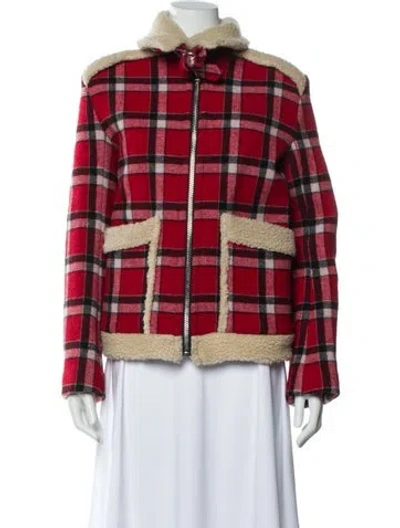 Pre-owned Marc By Marc Jacobs Wool Plaid Print Jacket In Red