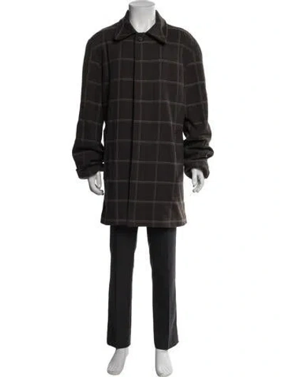 Pre-owned Marc By Marc Jacobs Wool Plaid Print Overcoat In Green