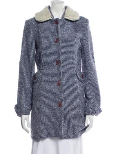 Pre-owned Marc By Marc Jacobs Wool Striped Coat In Blue