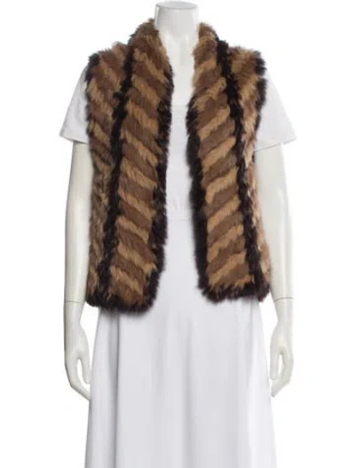 Pre-owned Marc By Marc Jacobs Wool Striped Fur Jacket In Brown