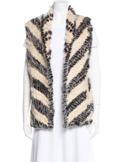Pre-owned Marc By Marc Jacobs Wool Striped Fur Jacket In Neutral