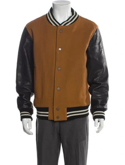 Pre-owned Marc By Marc Jacobs Wool Striped Varsity Jacket In Brown