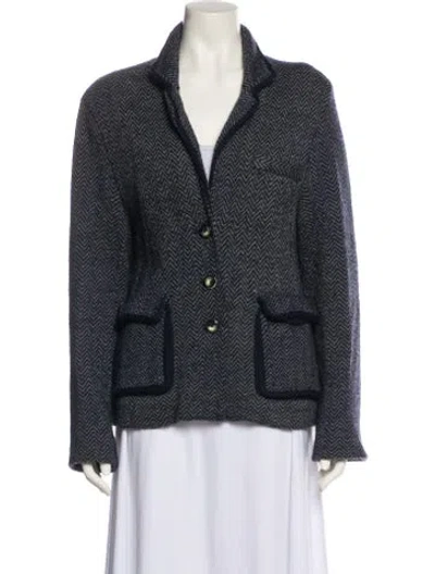Pre-owned Marc By Marc Jacobs Wool Tweed Pattern Blazer In Blue