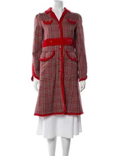 Pre-owned Marc By Marc Jacobs Wool Tweed Pattern Coat In Red