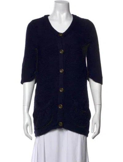 Pre-owned Marc By Marc Jacobs Wool V-neck Sweater In Blue