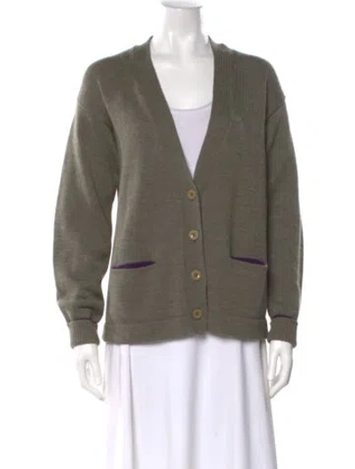 Pre-owned Marc By Marc Jacobs Wool V-neck Sweater In Green