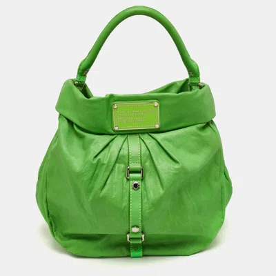 Pre-owned Marc By Marc Jacobs Workwear Neon Green Leather Hobo