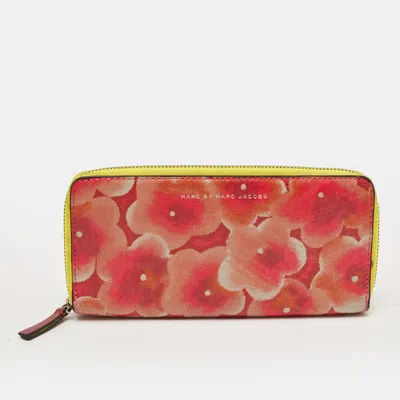 Pre-owned Marc By Marc Jacobs Zip Multicolor Floral Print Leather Continental Wallet