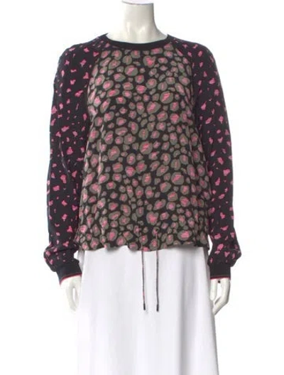 Pre-owned Marc Cain Animal Print Crew Neck Top W/ Tags In Multi