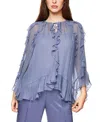 Marc Cain Boho-style Flounce Blouse In Blue