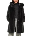 Marc Cain Faux Fur Coat With Hood In Black