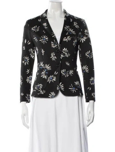 Pre-owned Marc Cain Floral Print Blazer In Black
