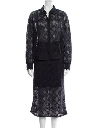 Pre-owned Marc Cain Lace Pattern Skirt Set In Blue