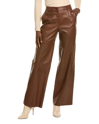 Marc Cain Leather Pant In Brown