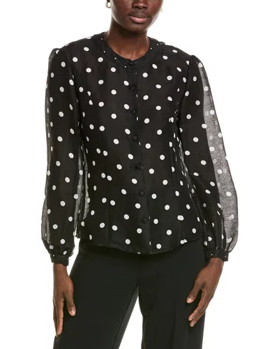 Marc Cain Linen & Silk-blend Blouse In Black