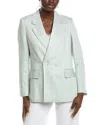Marc Cain Linen-blend Blazer In Grey