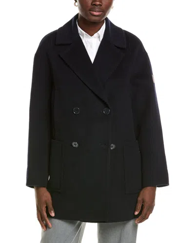 Marc Cain Long Wool Coat In Navy