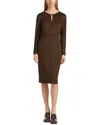 Marc Cain Slim Fit Dress Flock Of Chickens Theme In Dark Wood Color 699