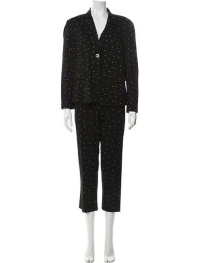 Pre-owned Marc Cain Polka Dot Print Pantsuit In Black