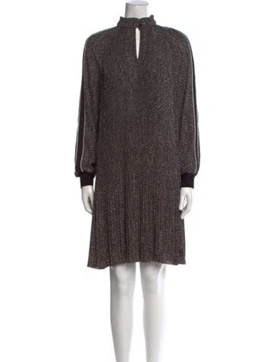 Pre-owned Marc Cain Printed Knee-length Dress In Brown