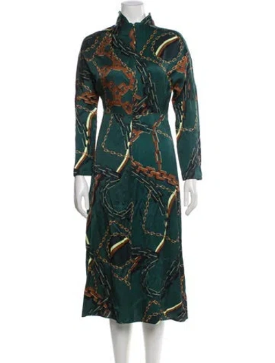 Pre-owned Marc Cain Printed Mini Dress In Green