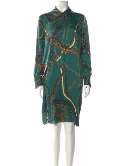 Pre-owned Marc Cain Silk Knee-length Dress W/ Tags In Green