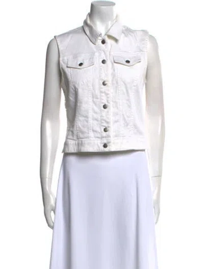 Pre-owned Marc Cain Sleeveless Crop Top In White