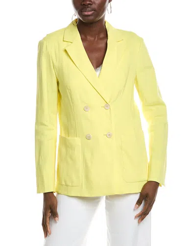 Marc Cain Solid Linen-blend Blazer In Yellow