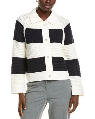 Marc Cain Stripe Cardigan In White