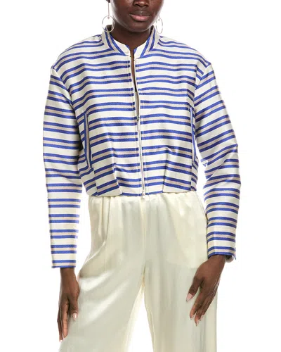Marc Cain Stripe Jacket In Blue