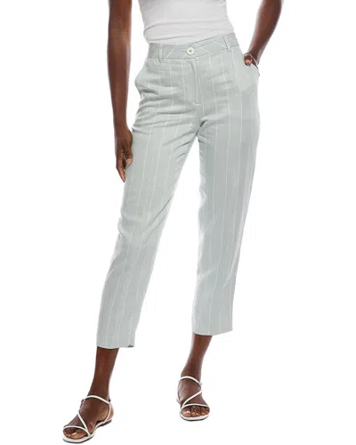 Marc Cain Striped Linen-blend Pant In Blue
