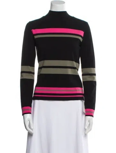 Pre-owned Marc Cain Striped Turtleneck Sweatshirt In Blue