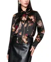 Marc Cain Turtleneck Blouse With Floral Print In Black