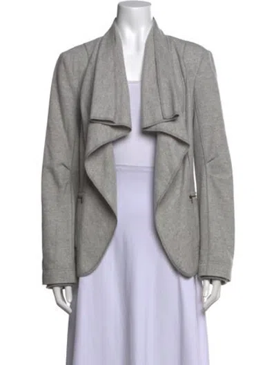Pre-owned Marc Cain Virgin Wool Open Front Sweater In Grey