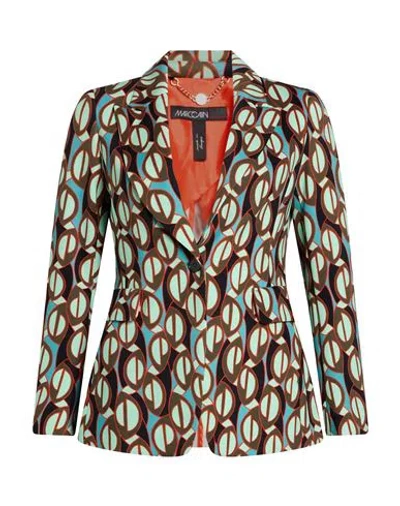 Marc Cain Woman Blazer Light Green Size 2 Polyamide, Elastane In Brown