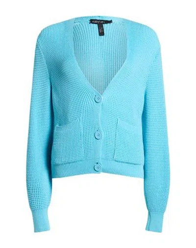 Marc Cain Woman Cardigan Azure Size 1 Viscose, Polyamide In Blue